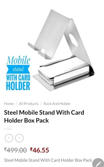 Steel Mobile Stand With Card Holder Box pack