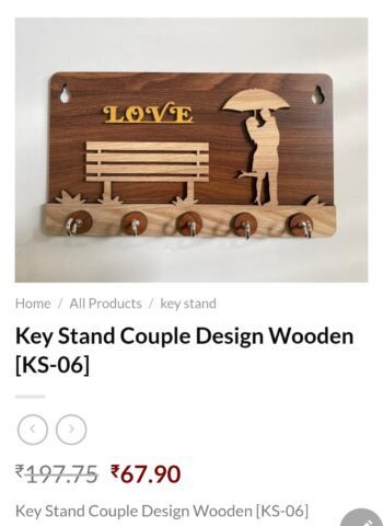 Key Stand Couple Design Wooden