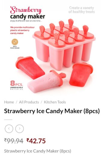 Strawberry Ice Candy Maker 8 pcs