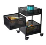 Basket rotating trolley (perforated) 3 tier (ms black coated) (K-192)