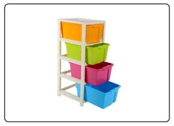MODULAR DRAWER STORAGE 4 SECTION COLOR